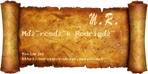 Márcsák Rodrigó névjegykártya